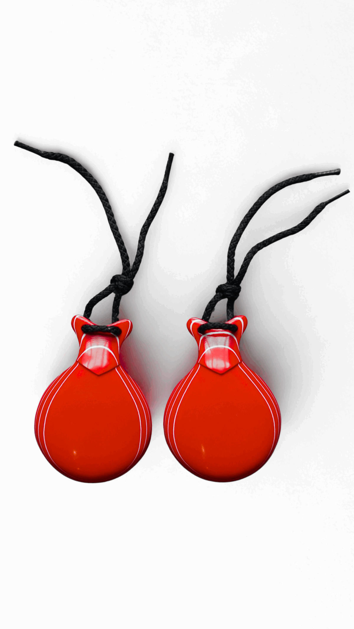 Castañuelas Vidrio Rojo Veteado Blanco